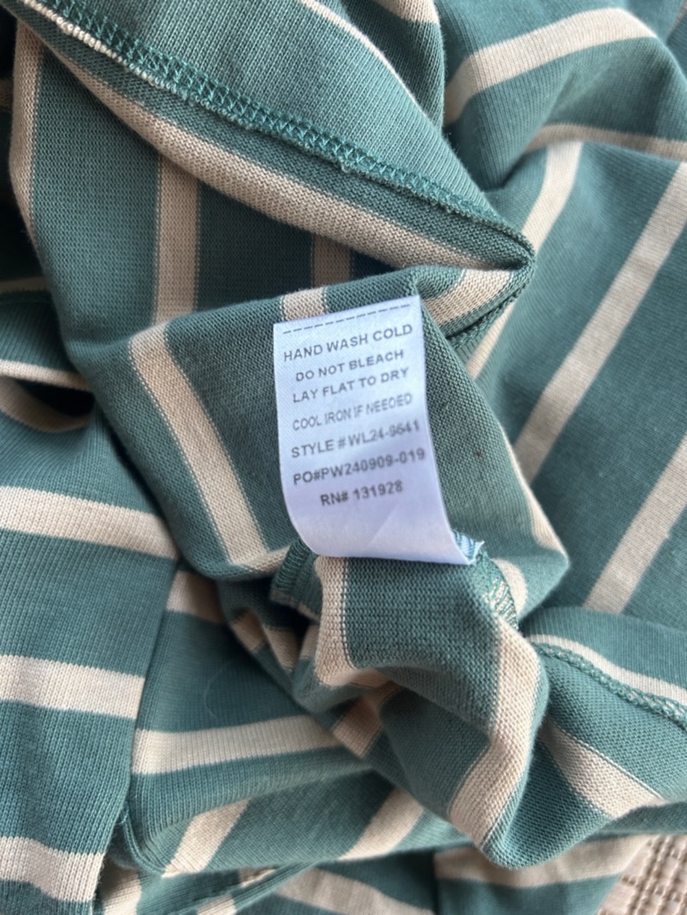 Wishlist Green and Khaki Striped Crewneck T-Shirt Dress, Size large - Picture 7 of 7